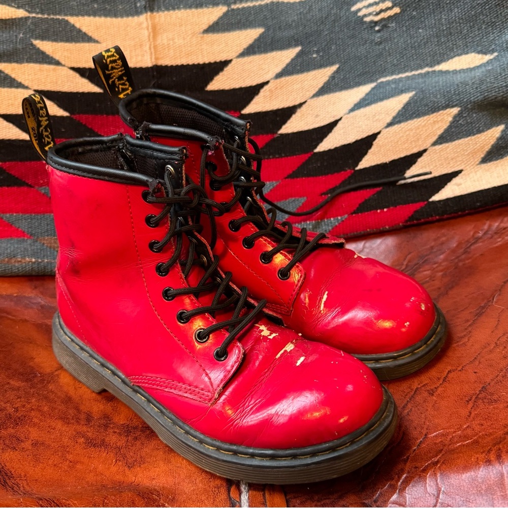 Dr. Martens Delaney Patent-Leather Zip-Up Combat Boots